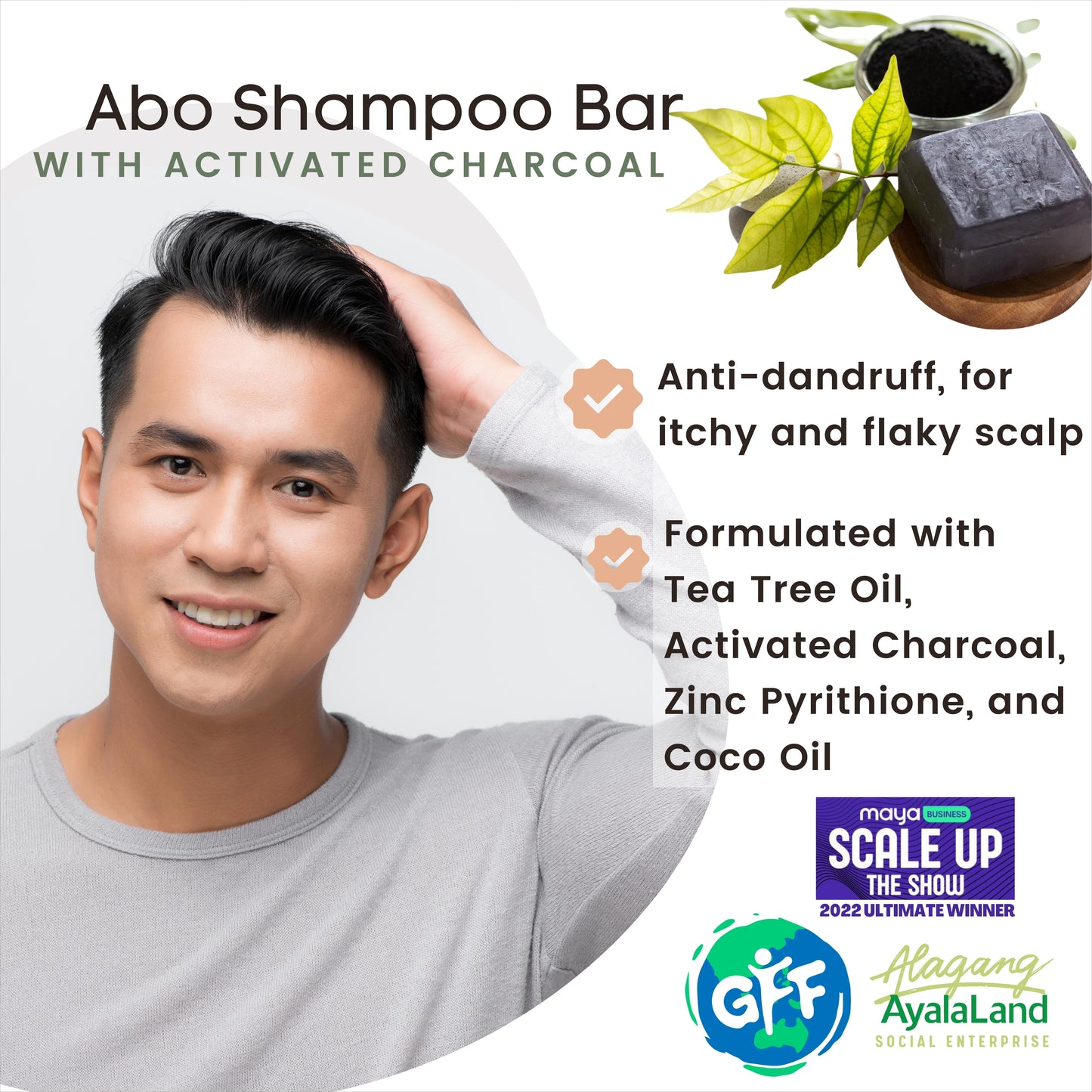 Abo shampoo bar for oily & itchy scalp/ dandruff control