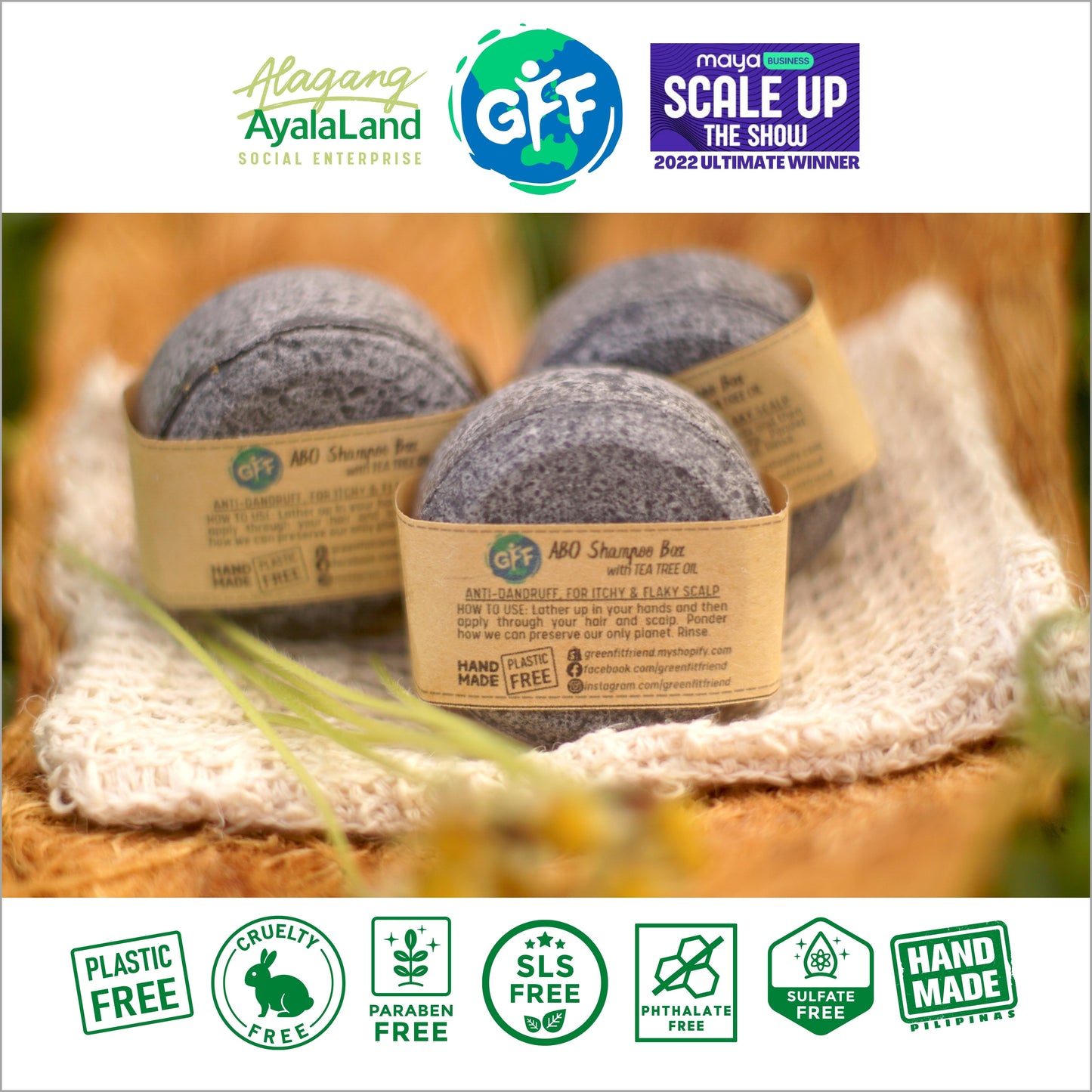 Abo shampoo bar for oily & itchy scalp/ dandruff control