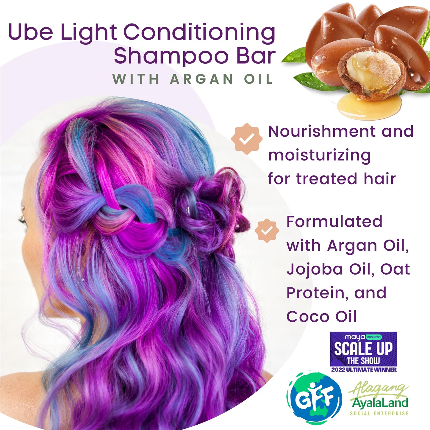 Ube Light conditioning shampoo bar for treated and damaged hair