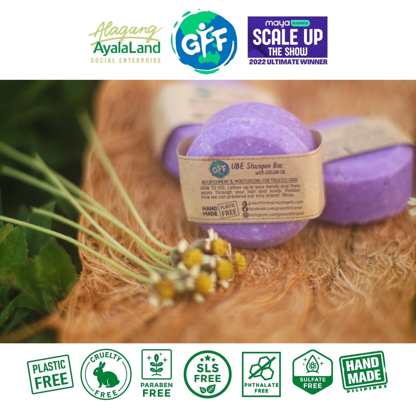 Ube Light conditioning shampoo bar for treated and damaged hair